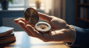 Ein Kompass symbolisiert die persönlichen Werte für eine Patientenverfügung.